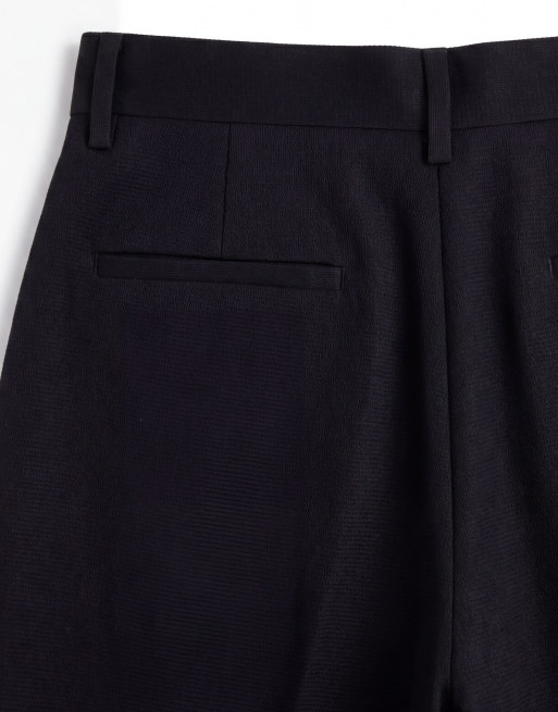 ASOS DESIGN tailored wide barrel leg trousers in black microtexture, 8 of 9
