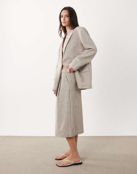 ASOS DESIGN tailored wide bermuda culottes in mushroom - view 1