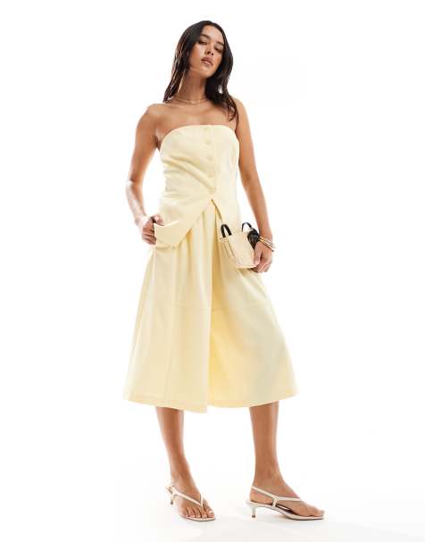 ASOS DESIGN tailored wide leg bermuda short in buttermilk - view 1