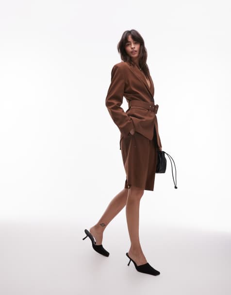 ASOS DESIGN tailored wide leg bermuda shorts in chocolate co ord - view 1