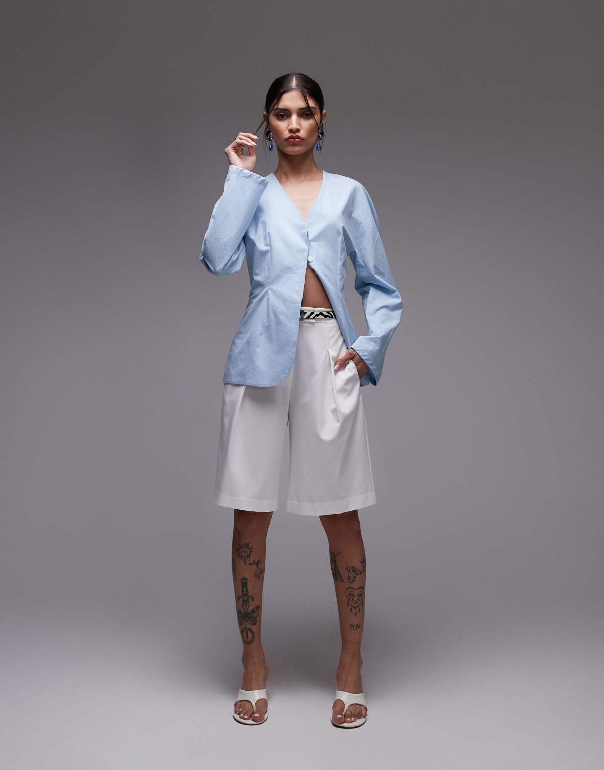 ASOS DESIGN tailored wide leg bermuda shorts in white