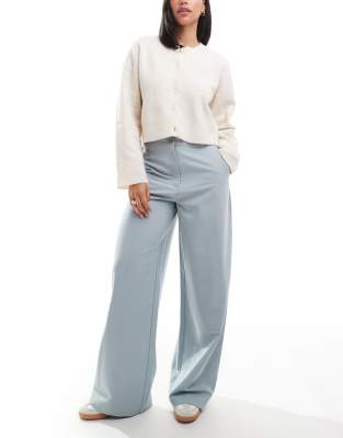 tailored wide leg dad pants in blue