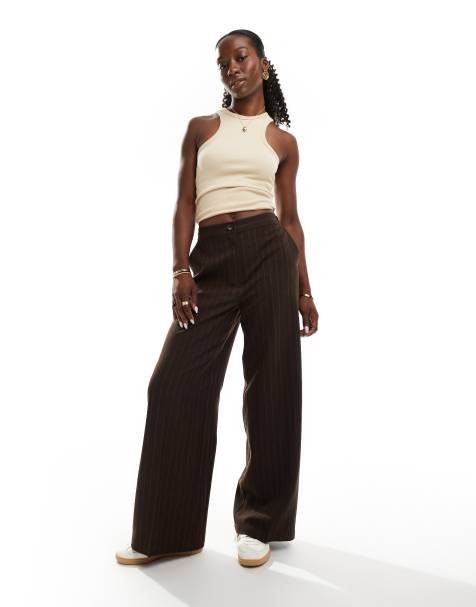 Brown Wide Leg Pants for Women ASOS