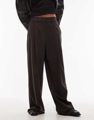 Asos Design Tailored Wide Leg Dad Pants In Black