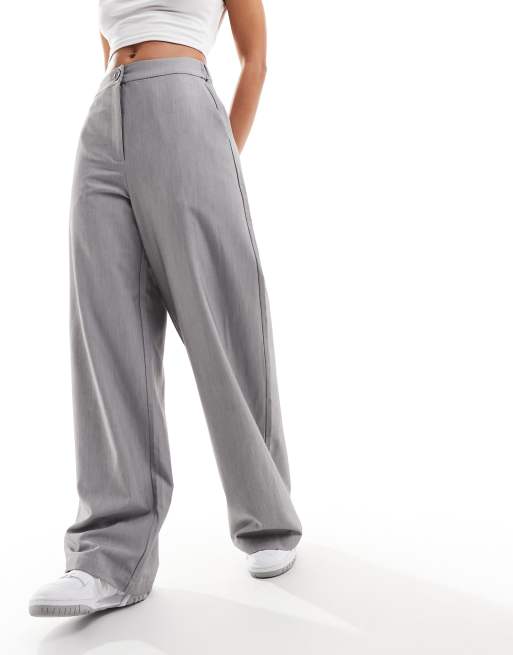 ASOS DESIGN tailored wide leg dad pants in gray, 2 of 5