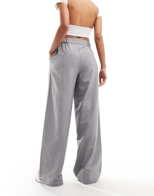ASOS DESIGN tailored wide leg dad pants in gray, 5 of 5