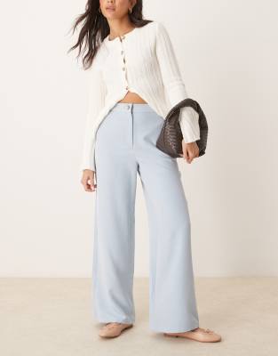 tailored wide leg dad pants in light blue