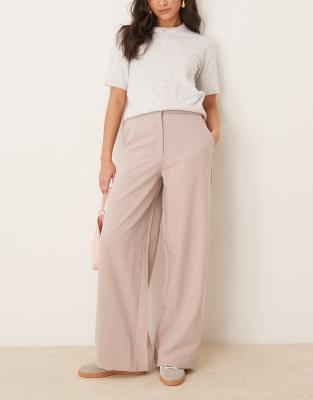 tailored wide leg dad pants in mink-Neutral