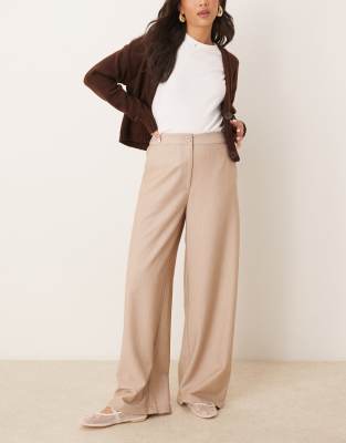 Asos Design Tailored Wide Leg Dad Pants In Stone-neutral