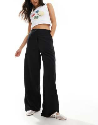 ASOS DESIGN tailored wide leg dad trousers in black