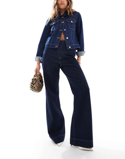 ASOS DESIGN tailored wide leg jean with front crease in rinse - view 1