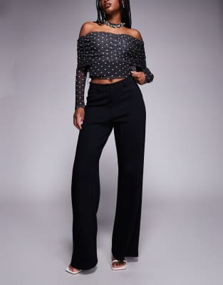 Asos Design Tailored Wide Leg Jersey Pants In Black