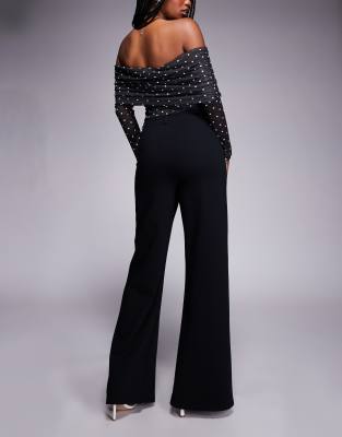 Asos Design Tailored Wide Leg Jersey Pants In Black