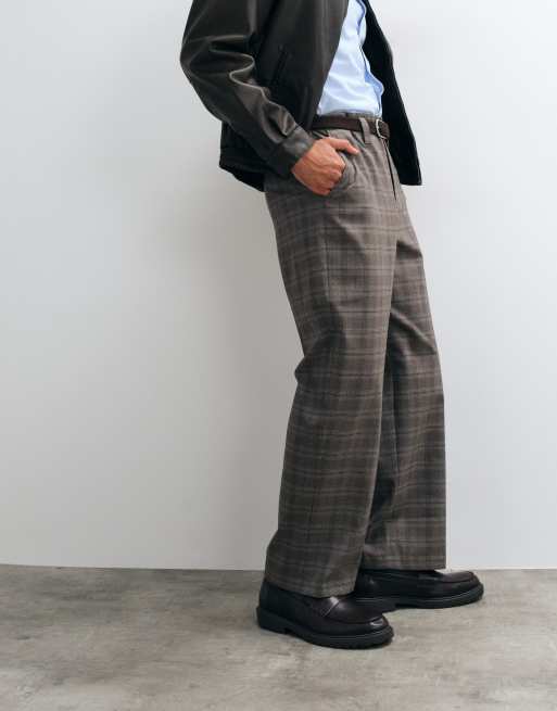 ASOS DESIGN tailored wide leg pant in brown check, 2 of 5
