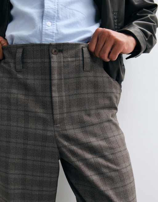 ASOS DESIGN tailored wide leg pant in brown check, 3 of 5