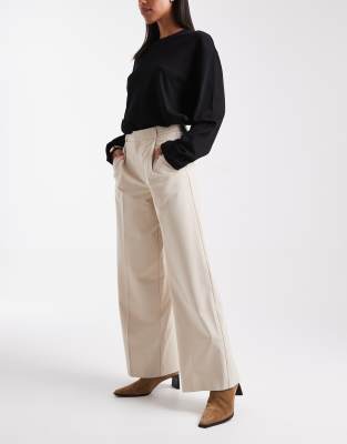 Asos Design Tailored Wide Leg Pants In White