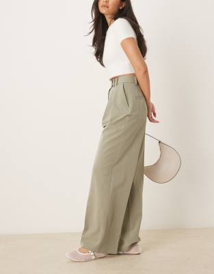 Asos Design Tailored Wide Leg Pants In Green