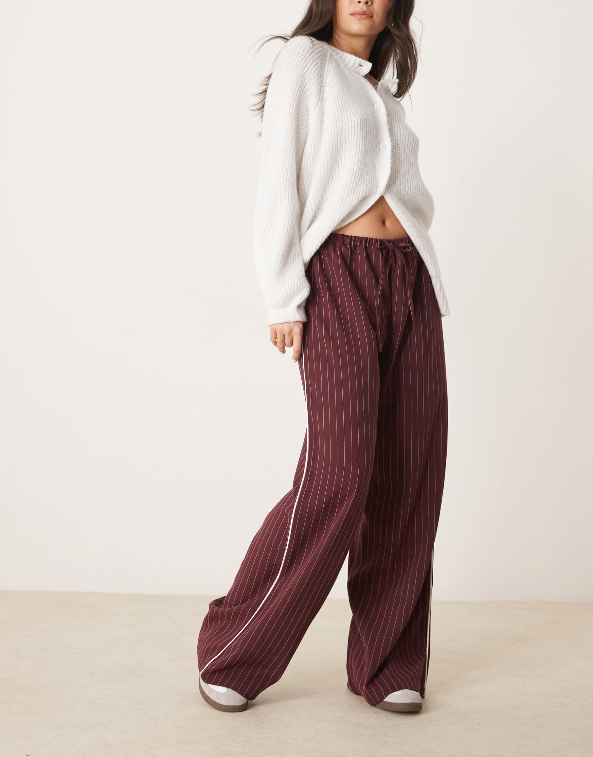 asos design tailored wide leg pants with contrast side stripe