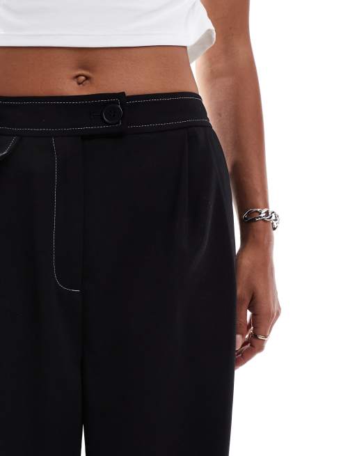 ASOS DESIGN tailored wide leg pants with contrast stitch