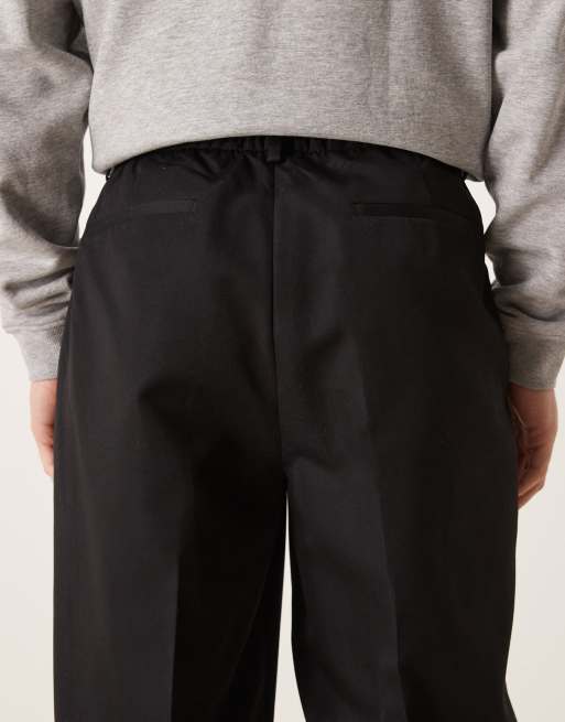 ASOS DESIGN tailored wide leg pants with elastic waist in black, 5 of 5