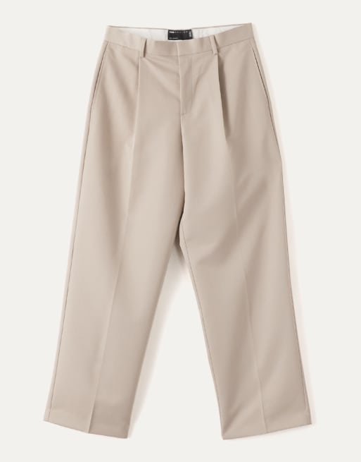 ASOS DESIGN tailored wide leg pants with front pleat in stone, 6 of 6