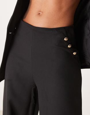 ★★ ★★ gold button straight pants T22E7WPC07 ZARA High Elastic Waist Straight Leg Metallic Gold Buttons