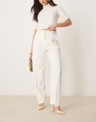 ASOS DESIGN TAILORED WIDE LEG PANTS WITH GOLD BUTTON DETAIL 