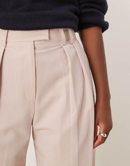 ASOS DESIGN tailored wide leg pants with pleat detail in apricot