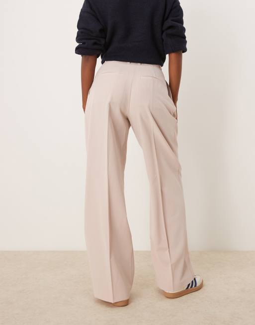 ASOS DESIGN tailored wide leg pants with pleat detail in apricot