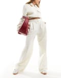 [ASOS DESIGN] ASOS DESIGN tailored wide leg pants with pleat detail in cream-White 16 Cream