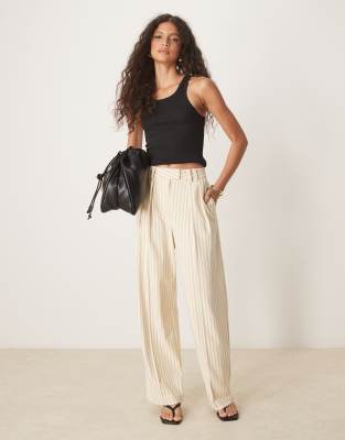 Asos Design Tailored Wide Leg Pants With Pleat Detail In Multi