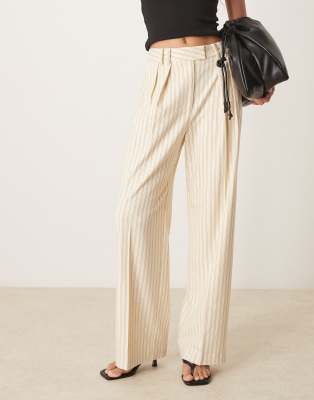 Asos Design Tailored Wide Leg Pants With Pleat Detail In Multi