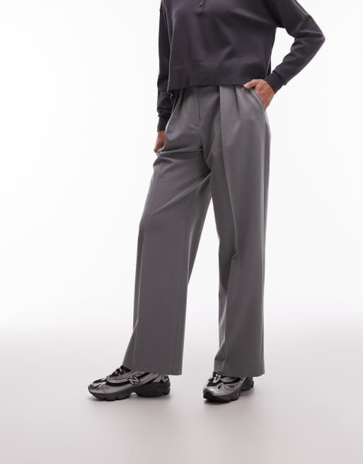 ASOS DESIGN - Pantalon large à pinces - Gris
