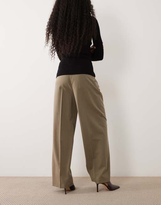 ASOS DESIGN Tailored wide leg pants with pleat detail in olive marl, 5 of 5