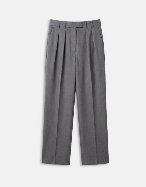 ASOS DESIGN Tailored wide leg pants with pleated detailing in charcoal, 6 of 7