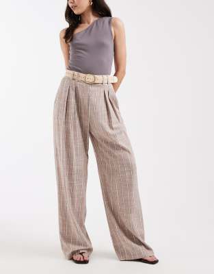 Asos Design Tailored Wide Leg Pants With Pleated Detailing In Gray