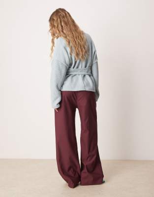 Asos Design Tailored Wide Leg Pull On Pants In Purple