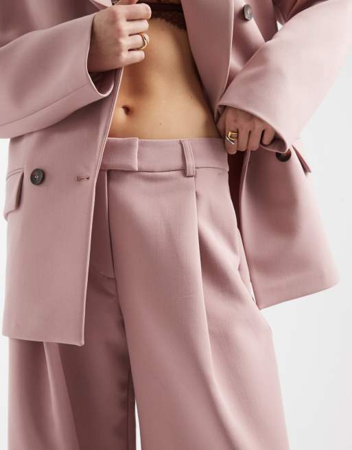 ASOS DESIGN tailored wide leg slouchy pants in pink, 3 of 5