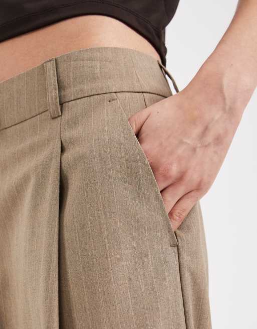ASOS DESIGN tailored wide leg slouchy pants in stripe (part of a set), 4 of 5