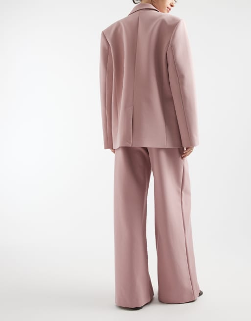 ASOS DESIGN tailored wide leg slouchy trousers in pink, 5 of 5