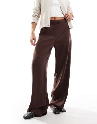 ASOS DESIGN tailored wide leg trouser in chocolate-Brown