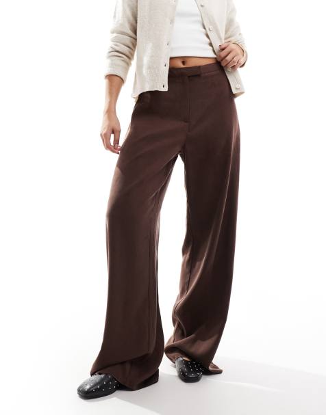 ASOS DESIGN tailored wide leg trouser in chocolate - view 1