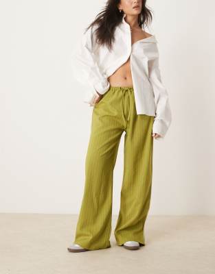 ASOS DESIGN ASOS DESIGN tailored wide leg trouser with contrast side stripe-Green