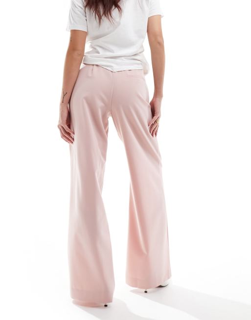 ASOS DESIGN tailored wide leg trousers with pleat detail in pink, 2 of 5