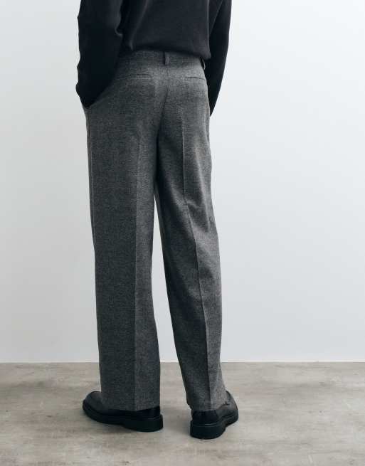ASOS DESIGN tailored wide leg trousers with wool in charcoal texture, 5 of 5