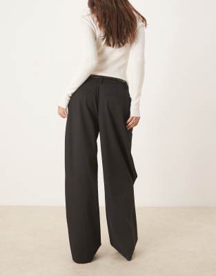 Asos Design Tailored Wide Leg Wrap Belted Pants In Black