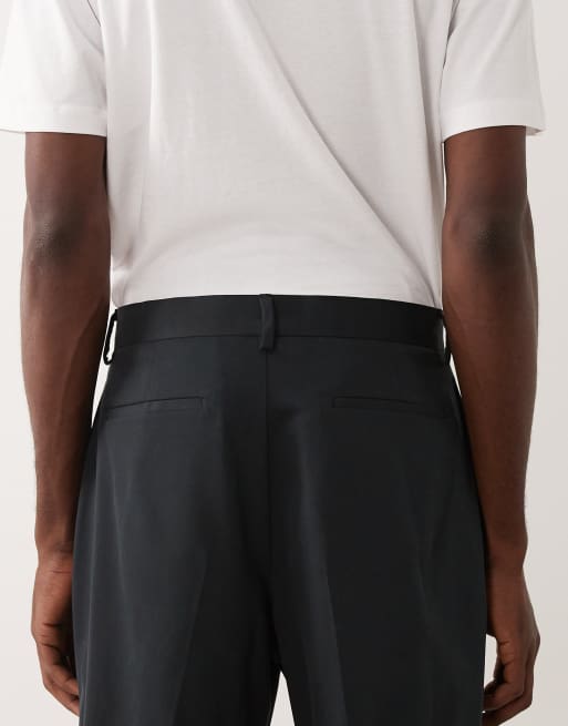 ASOS DESIGN tailored wide shorts in black twill with turnups, 4 of 5