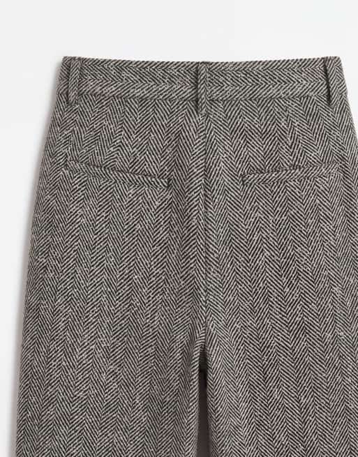 ASOS DESIGN Tailored wool look barrel trousers in mono herringbone, 9 of 9