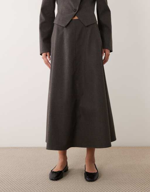 ASOS DESIGN Tailored wool look circle skirt in grey, 5 of 5