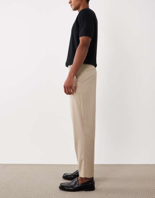 ASOS DESIGN tailored wool look relaxed tapered pants in stone herringbone, 2 of 5